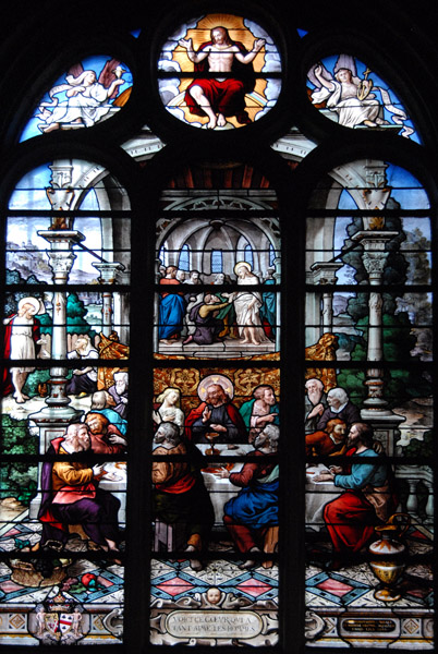 Stained glass window The Last Supper Saint-tienne-du-Mont