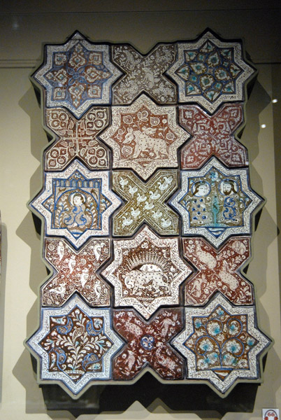 Panel with 15 tiles of stars and crosses, Persia 1267 (665A.H.)