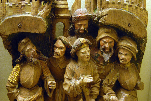 Five soldiers from a wooden Passion scene, ca 1500
