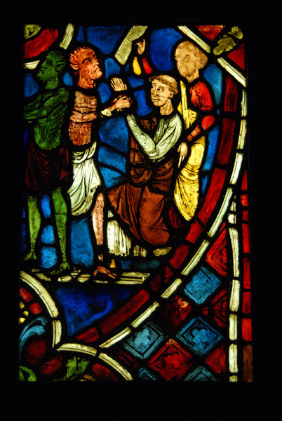 Stained glass window - Theophile's pact with the Devil, ca 1220