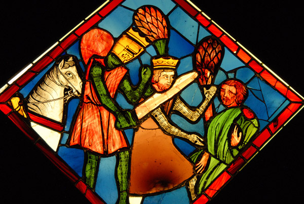 Stained glass window a Knight and a King from Sainte-Chapelle de Paris, prior to 1248