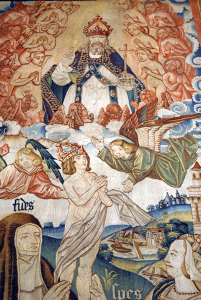 Detail from the 16th C. Flemish tapestry Triumph and the Death of Honor