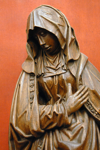 Wooden sculpture of the Virgin at Calvary, 15th C. Flanders