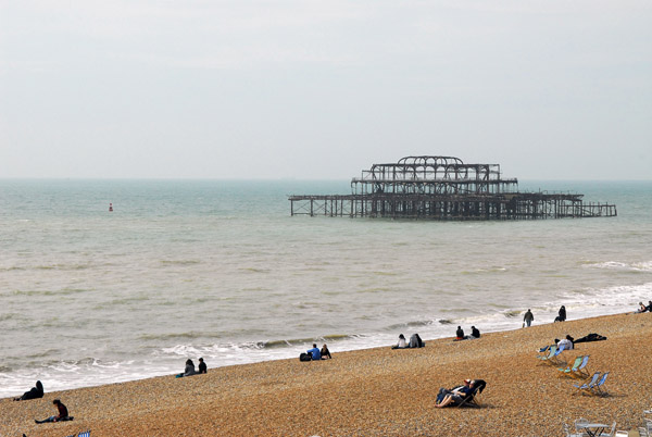 Ruins of the old West Pier in Brighton which burned in March 2003