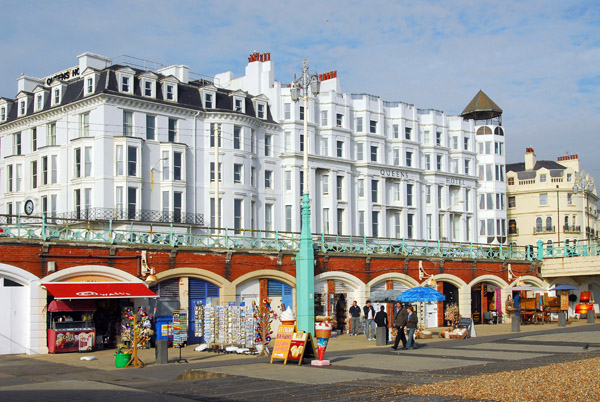 Queens Hotel seen from the walkway along Brighton's beach