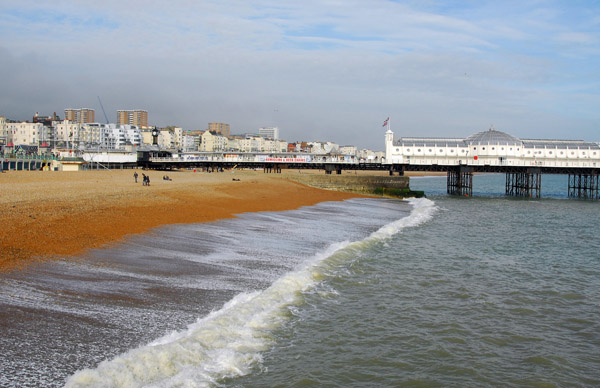 The beach at Brighton with Brighton Pier from The Donut