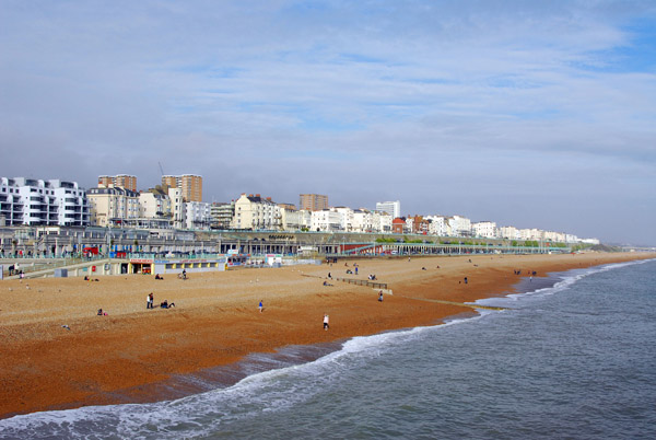 View of the beach from Brighton Pier