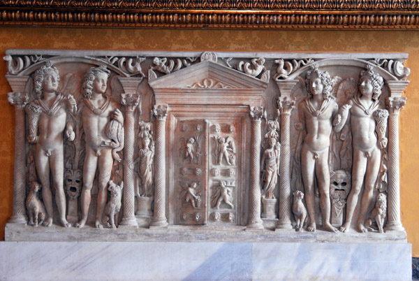 Front of a sarcophagus depicting the Four Seasons, 3rd C. BC, Sala di Trionfi