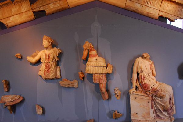 Terracotta fragments from the tympanum of a Temple of Mars from Via di San Gregorio