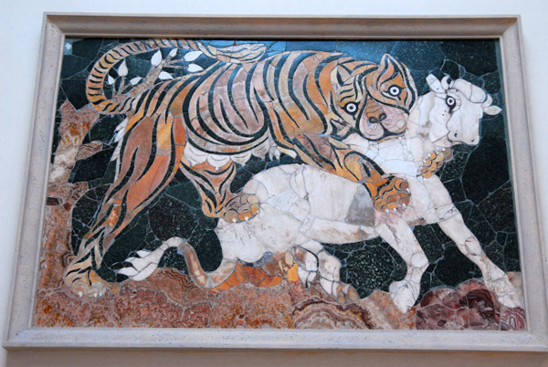 Engraved panel of a tiger attacking a calf, 4th C. AD, Grand Staircase, Palazzo dei Conservatori