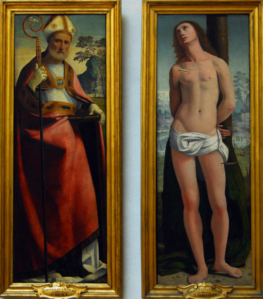 S. Nicola and S. Sebastiano from a polyptych by Ortolano ca 1520