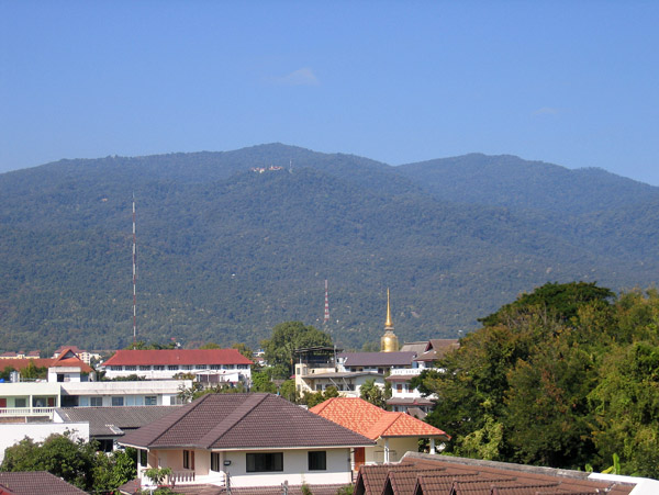 View of the mountain west of Chiang Mai, Doi Suthep, from Jeng's apartment