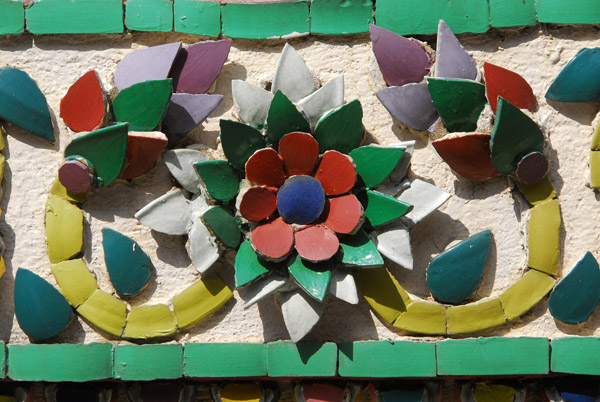 Detail of ceramic tile artwork, Wat Phra Keo