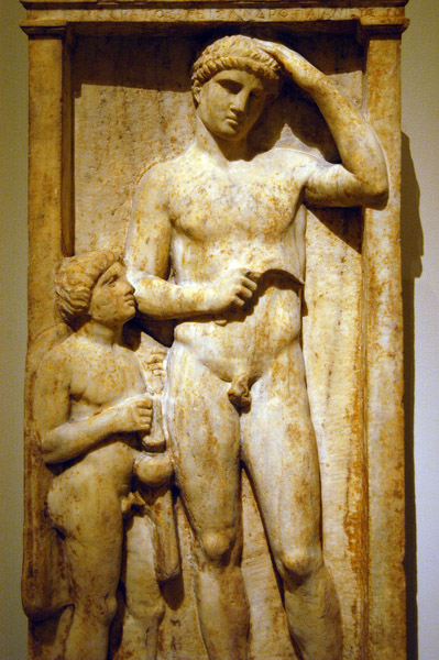 Marble stele (grave marker) of Sostratos, Greek (Attic) ca 375 BC