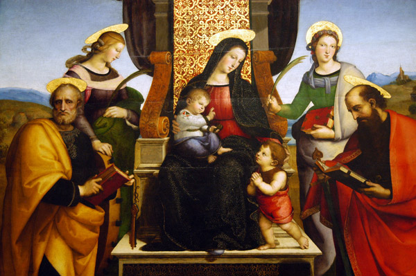 Madonna and Child Enthroned with Saints by Raphael, ca 1504