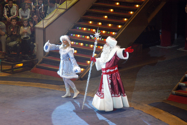 The Russian Santa Claus at a December performance of the Nikulin Circus, Moscow