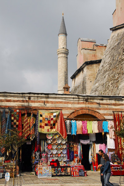 Market against the ancient walls of the Hagia Sophia