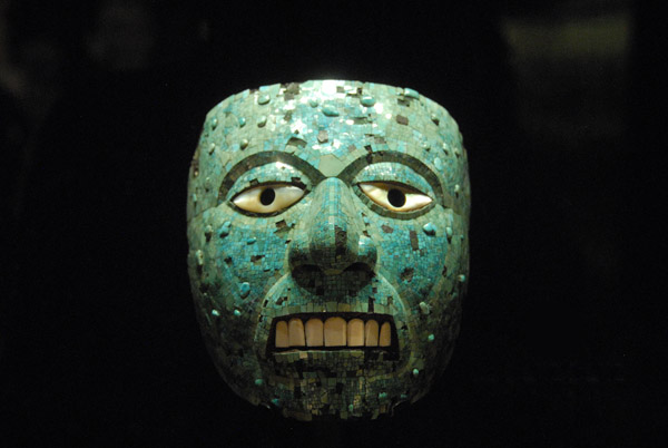 Turquoise mosaic mask, Mixtec-Aztec, 1400-1521