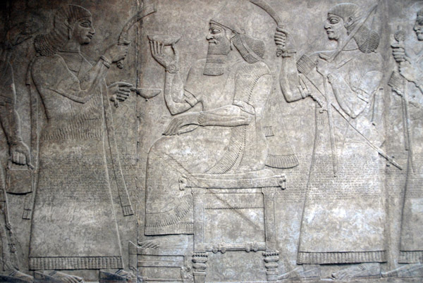 Court scene, Assyrian ca 860 BC, Nimrud (northwest palace)