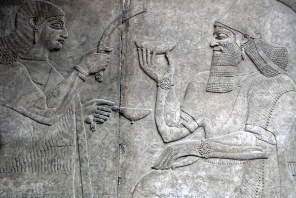 King Ashurnasirpal enthoned between attendants, Assyrian ca 860 BC, Nimrud (northwest palace)