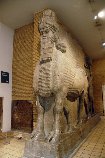 Human-headed winged bulls from the gates to the citadel of the Palace of Sargon (Dur-Sharrukin) near present-day Khorsabad, Iraq