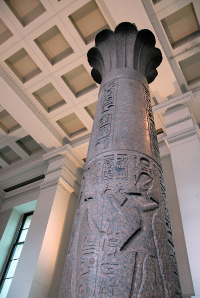 Red granite column with palm capital inscribed to Ramesses II and his son Merneptah, 19th Dynasty, ca 1250 BC Heracleopolis