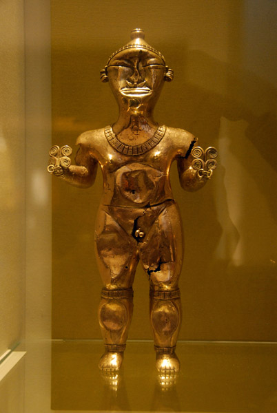 Gold lime flask (poporos) Quimbaya culture, Colombia 600-1100 AD