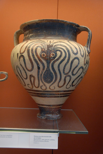 Pottery jar decorated with an octopus, Mycenaean 1400-1300 BC