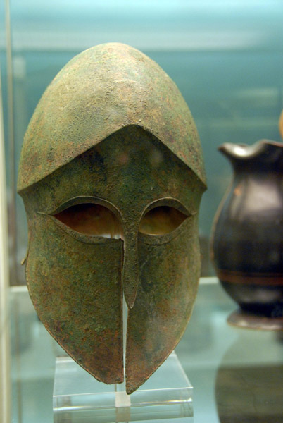 Corinthian bronze helmet, ca 500 BC