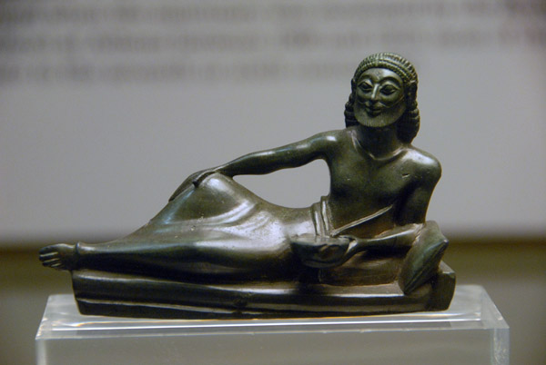 Bronze banqueter from the tripod-support of a bronze bowl, Laconian ca 530 BC