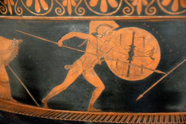Red-figured wine mixing bowl (volute-krater) with Achilles from the Persian Wars, Athens ca 490 BC