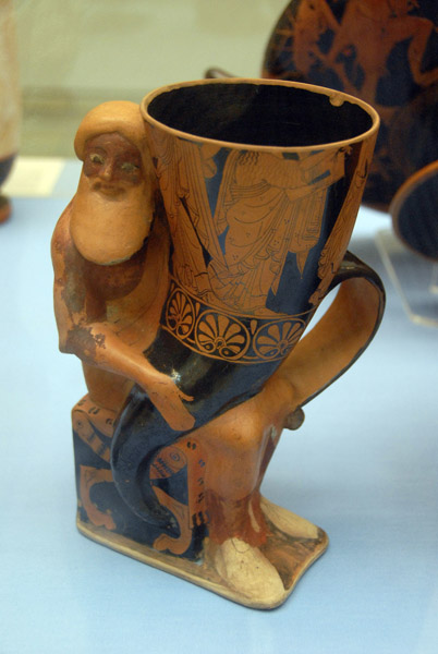 Drinking vessel (rhyton) in the form of Dionysos, Athens ca 500 BC