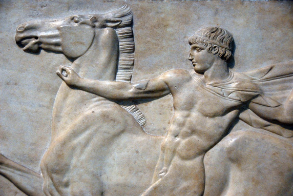 Marble relief of a youth with his horse from Hadrians Villa, Tivoli, ca 125 AD