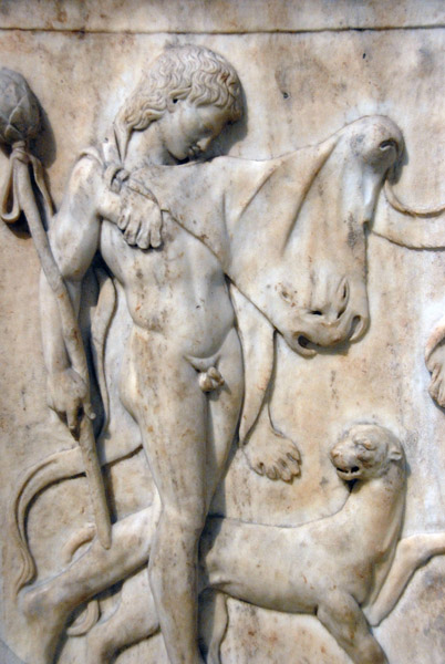 Part of a marble relief of a Dionysiac procession, Roman ca AD100, Villa Quintiliana