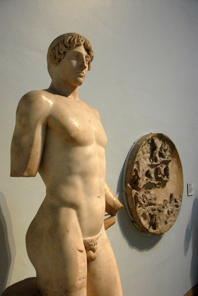 Marble statue of a youth, 1st C. AD copy of a Greek original ca 460 BC
