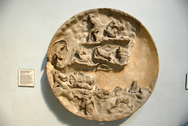 Marble relief of Apollo and Artemis slaying the children of Niobe