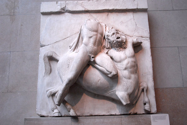 Centauromachy-Battle of Centaurs & Lapiths from Thessaly-a series of marble reliefs along the South Metope (II) of the Parthenon