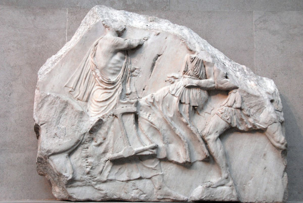 Parthenon North Frieze XII figure 45, chariot pulled up sharply by the driver