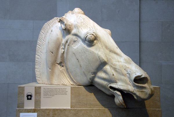 Horse head from the chariot of the moon goddess Selene from the East Pediment of the Parthenon