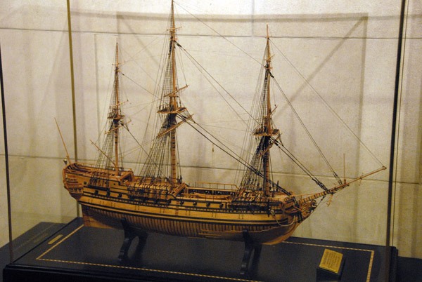 Model of the USS Bonhomme Richard (1765), the frigate of John Paul Jones