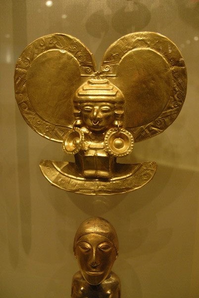 Gold pectoral with human figure, Calima culture, Columbia