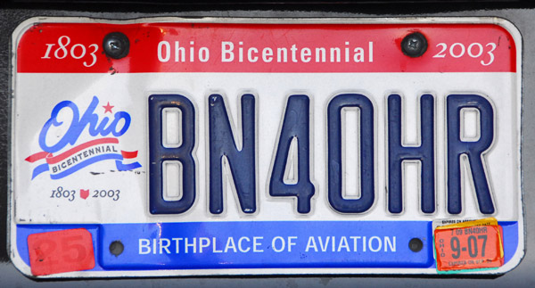 Ohio Bicentennial License Plate