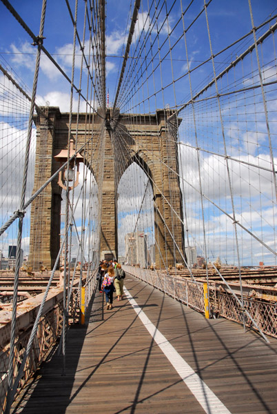 Walking across the Brooklyn Bridge