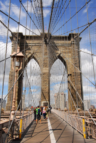 Walking across the Brooklyn Bridge