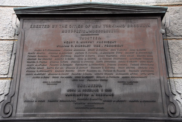 Commemorative Plaque for the Brooklyn Bridge, 1869-1883