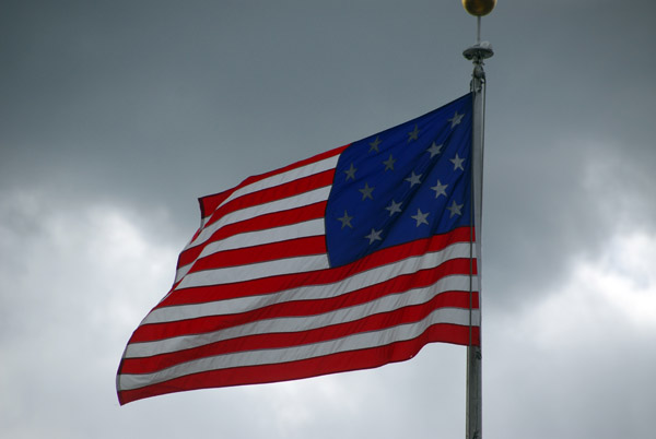 The flag flying over Castle Clinton - the Star Spangled Banner (1795-1818)