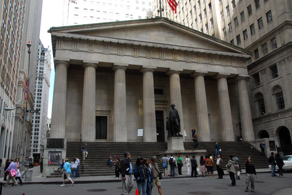 Federal Hall, 26 Wall St, built as a Customs House in 1842 on the site of the first US Capitol (1788) Wall Street