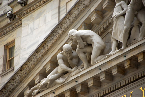 Pediment sculpture detail Surveyors and Builders New York Stock Exchange