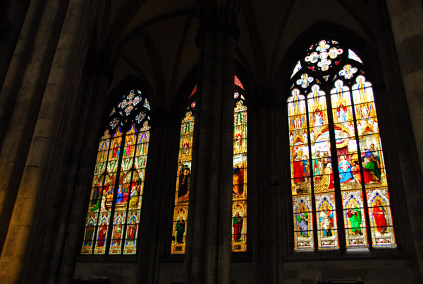 Cologne Cathedral has incredible stained glass windows dating from the 14th Century to present day