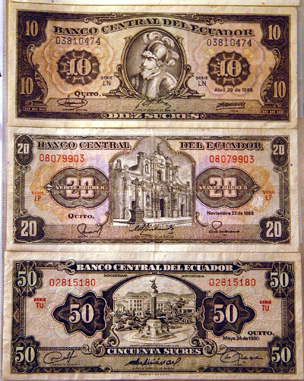 Old Ecuadorian banknotes